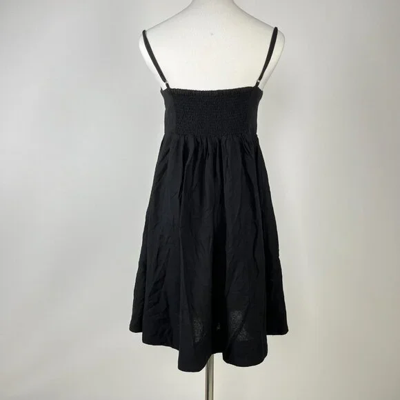 NWOT Farm Rio Linen Blend Black Sleeveless Mini Dress Size M - Picture 8 of 15